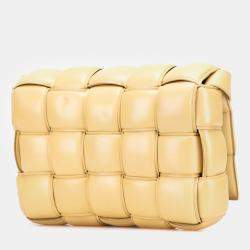 Pre Owned Bottega Veneta Yellow Nappa Intrecciato Padded Cassette Crossbody Bag