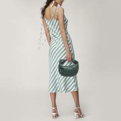 Pre Owned Bottega Veneta Green Intrecciato Leather Mini Jodie Hobo