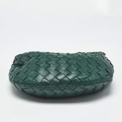 Pre Owned Bottega Veneta Green Intrecciato Leather Mini Jodie Hobo