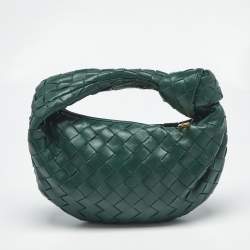 Pre Owned Bottega Veneta Green Intrecciato Leather Mini Jodie Hobo