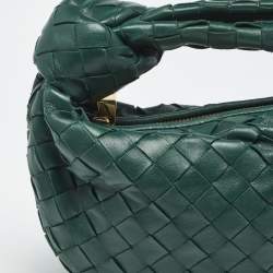 Pre Owned Bottega Veneta Green Intrecciato Leather Mini Jodie Hobo