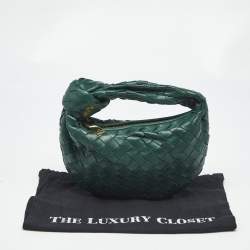 Pre Owned Bottega Veneta Green Intrecciato Leather Mini Jodie Hobo