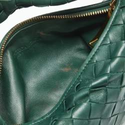 Pre Owned Bottega Veneta Green Intrecciato Leather Mini Jodie Hobo