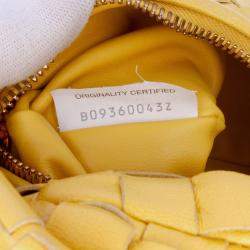 Pre Owned Bottega Veneta Yellow Mini Nappa Intrecciato Jodie