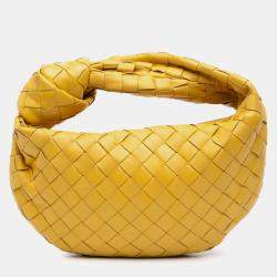 Pre Owned Bottega Veneta Yellow Mini Nappa Intrecciato Jodie