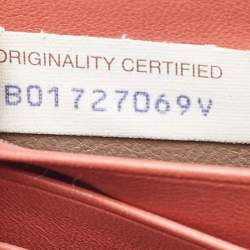 Pre Owned Bottega Veneta Peach/Brown Intrecciato Karung Leather Zip Continental Wallet