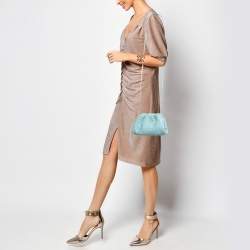 Pre Owned Bottega Veneta Light Blue Intrecciato Leather Mini The Pouch Bag