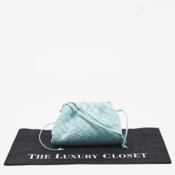 Pre Owned Bottega Veneta Light Blue Intrecciato Leather Mini The Pouch Bag