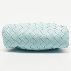 Pre Owned Bottega Veneta Light Blue Intrecciato Leather Mini The Pouch Bag