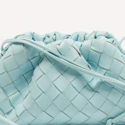 Pre Owned Bottega Veneta Light Blue Intrecciato Leather Mini The Pouch Bag