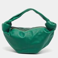 Pre Owned حقيبة بوتيغا فينيتا عقدة مزدوجة جلدية خضراء