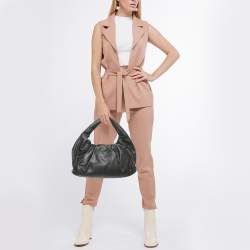 Pre Owned Bottega Veneta Black Leather Medium The Shoulder Pouch Bag