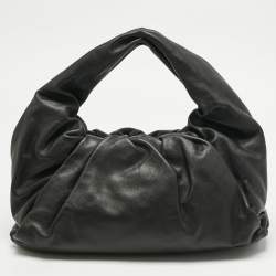 Pre Owned Bottega Veneta Black Leather Medium The Shoulder Pouch Bag