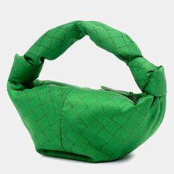 Pre Owned Bottega Veneta Green Mini Jacquard Intrecciato Double Knot Bag