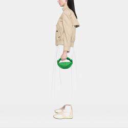 Pre Owned Bottega Veneta Green Mini Jacquard Intrecciato Double Knot Bag