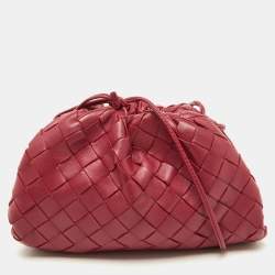 Pre Owned Bottega Veneta Fuchsia Intrecciato Leather Mini The Pouch Bag