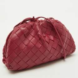 Pre Owned Bottega Veneta Fuchsia Intrecciato Leather Mini The Pouch Bag