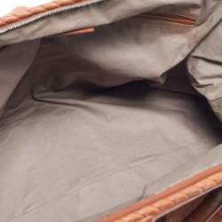 Pre Owned Bottega Veneta Brown Intrecciato Leather Frame Boston Bag