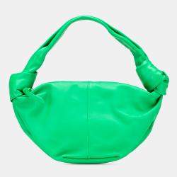 Pre Owned Bottega Veneta Green Mini Nappa Double Knot Bag