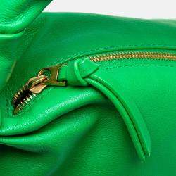Pre Owned Bottega Veneta Green Mini Nappa Double Knot Bag