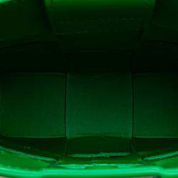 Pre Owned Bottega Veneta Green Mini Nappa Intrecciato Vertical Cassette Crossbody