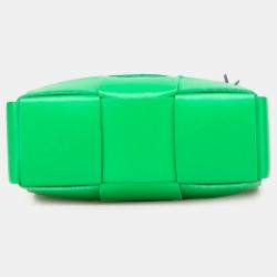 Pre Owned Bottega Veneta Green Mini Nappa Intrecciato Vertical Cassette Crossbody