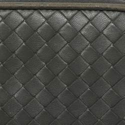 Pre Owned Bottega Veneta Grey Intrecciato Leather Zipped Coin Purse