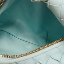Pre Owned Bottega Veneta Light Blue Intrecciato Leather Mini Jodie Hobo