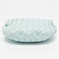 Pre Owned Bottega Veneta Light Blue Intrecciato Leather Mini Jodie Hobo