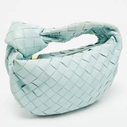 Pre Owned Bottega Veneta Light Blue Intrecciato Leather Mini Jodie Hobo