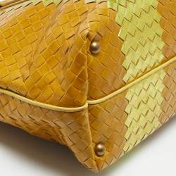 Pre Owned Bottega Veneta Yellow/Gold Intrecciato Leather Shopper Tote