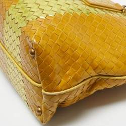 Pre Owned Bottega Veneta Yellow/Gold Intrecciato Leather Shopper Tote