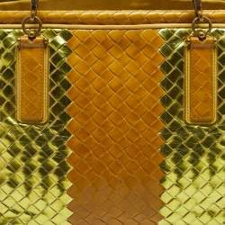 Pre Owned Bottega Veneta Yellow/Gold Intrecciato Leather Shopper Tote