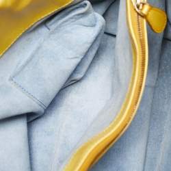 Pre Owned Bottega Veneta Yellow/Gold Intrecciato Leather Shopper Tote