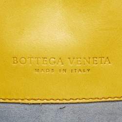 Pre Owned Bottega Veneta Yellow/Gold Intrecciato Leather Shopper Tote