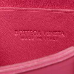 Pre Owned Bottega Veneta Pink Intreccio Leather Mini Cassette Shoulder Bag