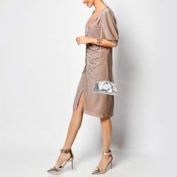 Pre Owned حقيبة بوتيغا فينيتا ذابوش جلد فضي صغير