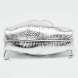 Pre Owned حقيبة بوتيغا فينيتا ذابوش جلد فضي صغير