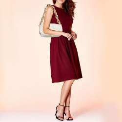 Pre Owned Bottega Veneta Off White Leather The Chain Pouch Bag