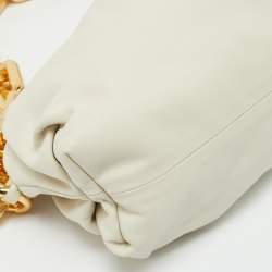 Pre Owned Bottega Veneta Off White Leather The Chain Pouch Bag