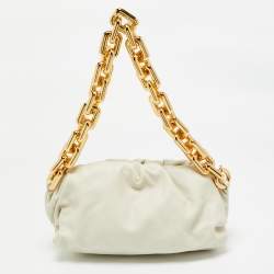 Pre Owned Bottega Veneta Off White Leather The Chain Pouch Bag