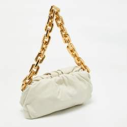 Pre Owned Bottega Veneta Off White Leather The Chain Pouch Bag