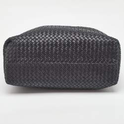 مملوكة مسبقًا حقيبة توت بوتيغا فينيتا كابات متوسطة جلد أسود محبوك