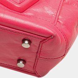 Pre Owned Bottega Veneta Pink Mini Paper Calfskin Intrecciato Arco Satchel