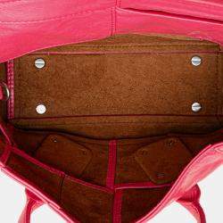 Pre Owned Bottega Veneta Pink Mini Paper Calfskin Intrecciato Arco Satchel