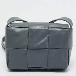 Pre Owned Bottega Veneta Grey Intrecciato Leather Mini Candy Cassette Crossbody Bag