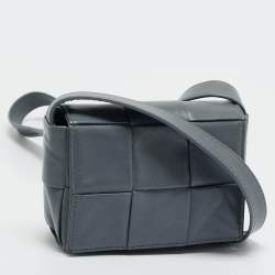 Pre Owned Bottega Veneta Grey Intrecciato Leather Mini Candy Cassette Crossbody Bag