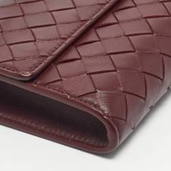 Pre Owned Bottega Veneta Burgundy Intrecciato Leather Medium Andiamo Clutch