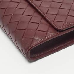 Pre Owned Bottega Veneta Burgundy Intrecciato Leather Medium Andiamo Clutch
