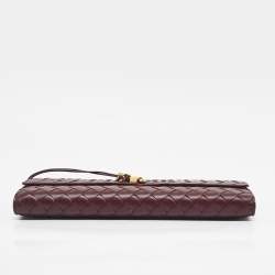 Pre Owned Bottega Veneta Burgundy Intrecciato Leather Medium Andiamo Clutch